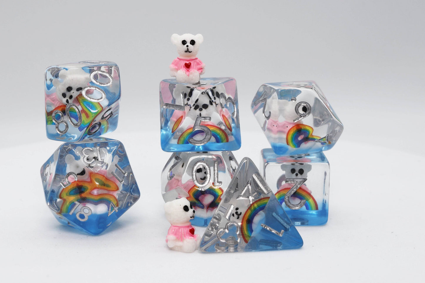 Rainbow & Teddy RPG Dice Set -