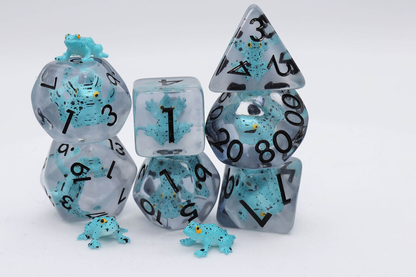 Blue Poison Frog RPG Dice Set -