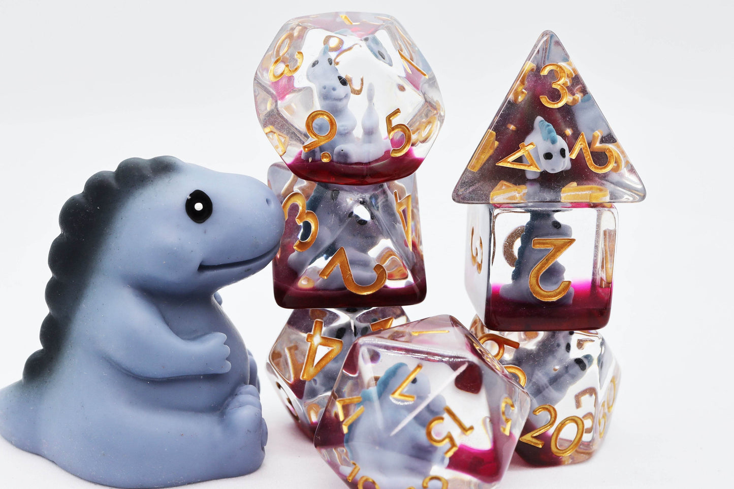 Gray T-Rex RPG Dice Set -