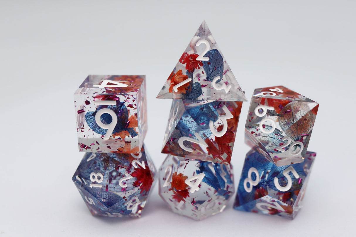 Sharp Edge Resin RPG Dice Set - Blooming Tempest -