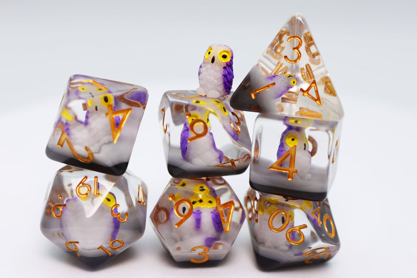 Purple Owl RPG Dice Set -