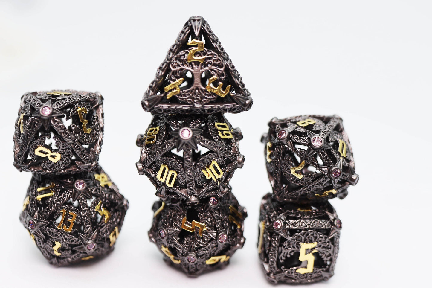Trees of Virtue: Tree of Vigilance - Hollow Metal RPG Dice Set -