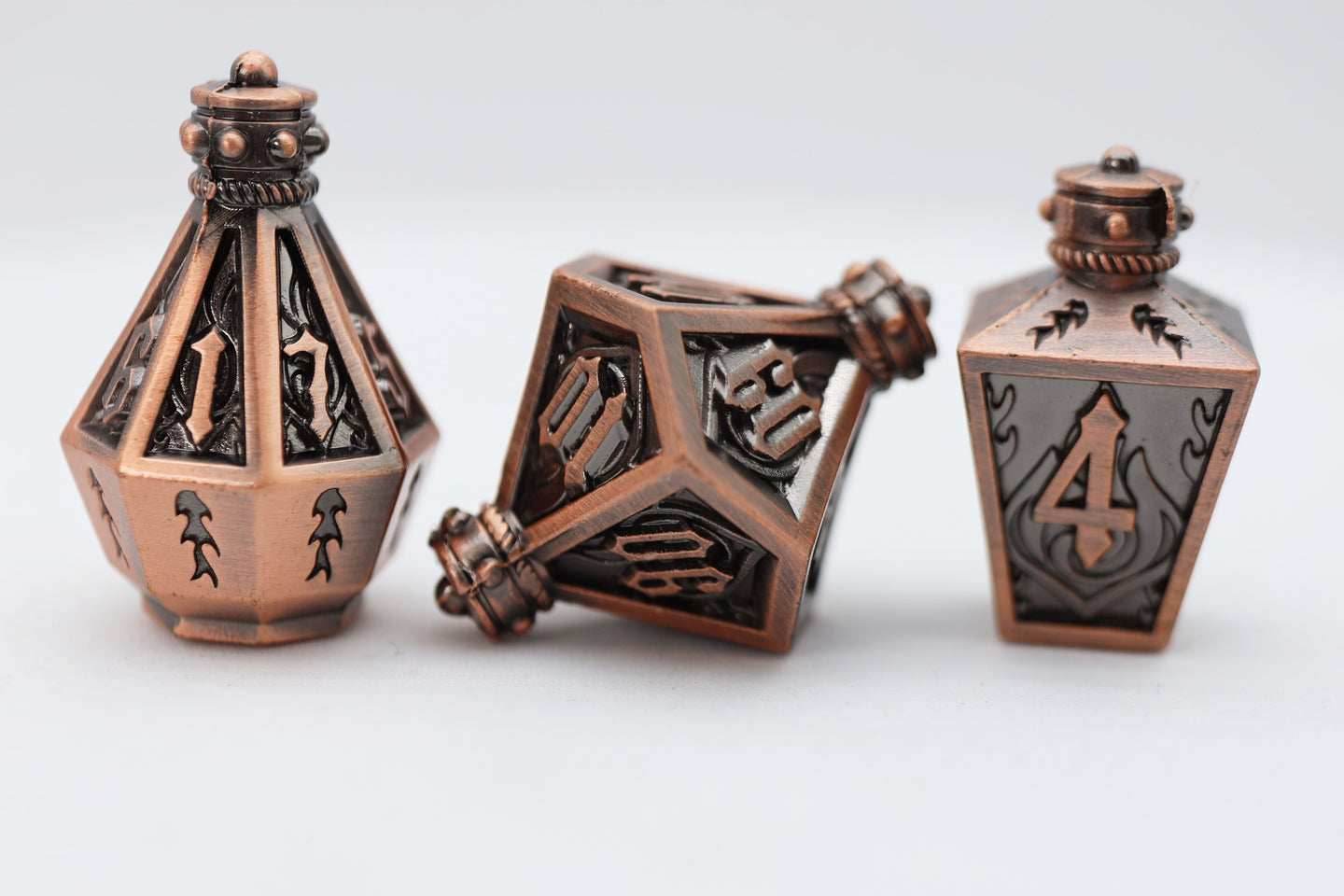 Moonlit Lantern: Coppered Flames - Metal RPG Dice Set -