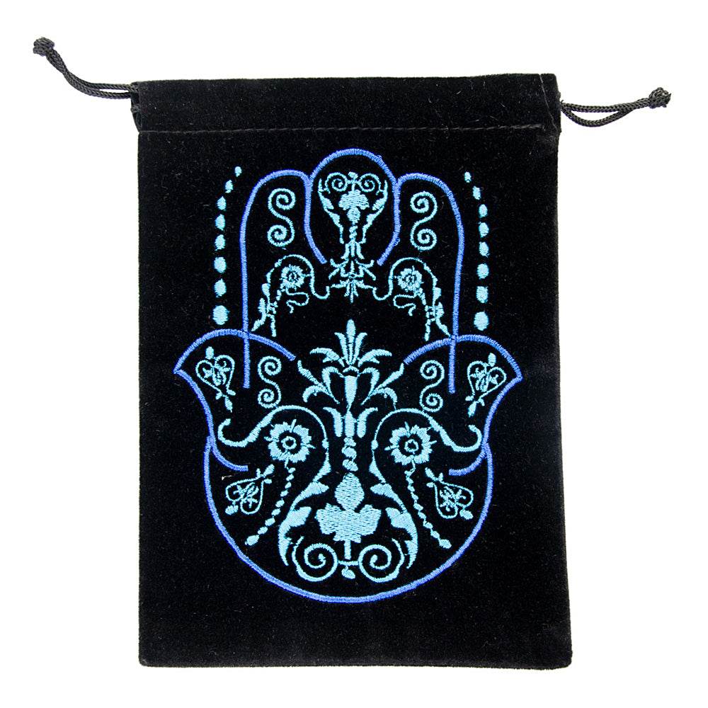Fatima Hand Black Velvet Embroidered Bag -