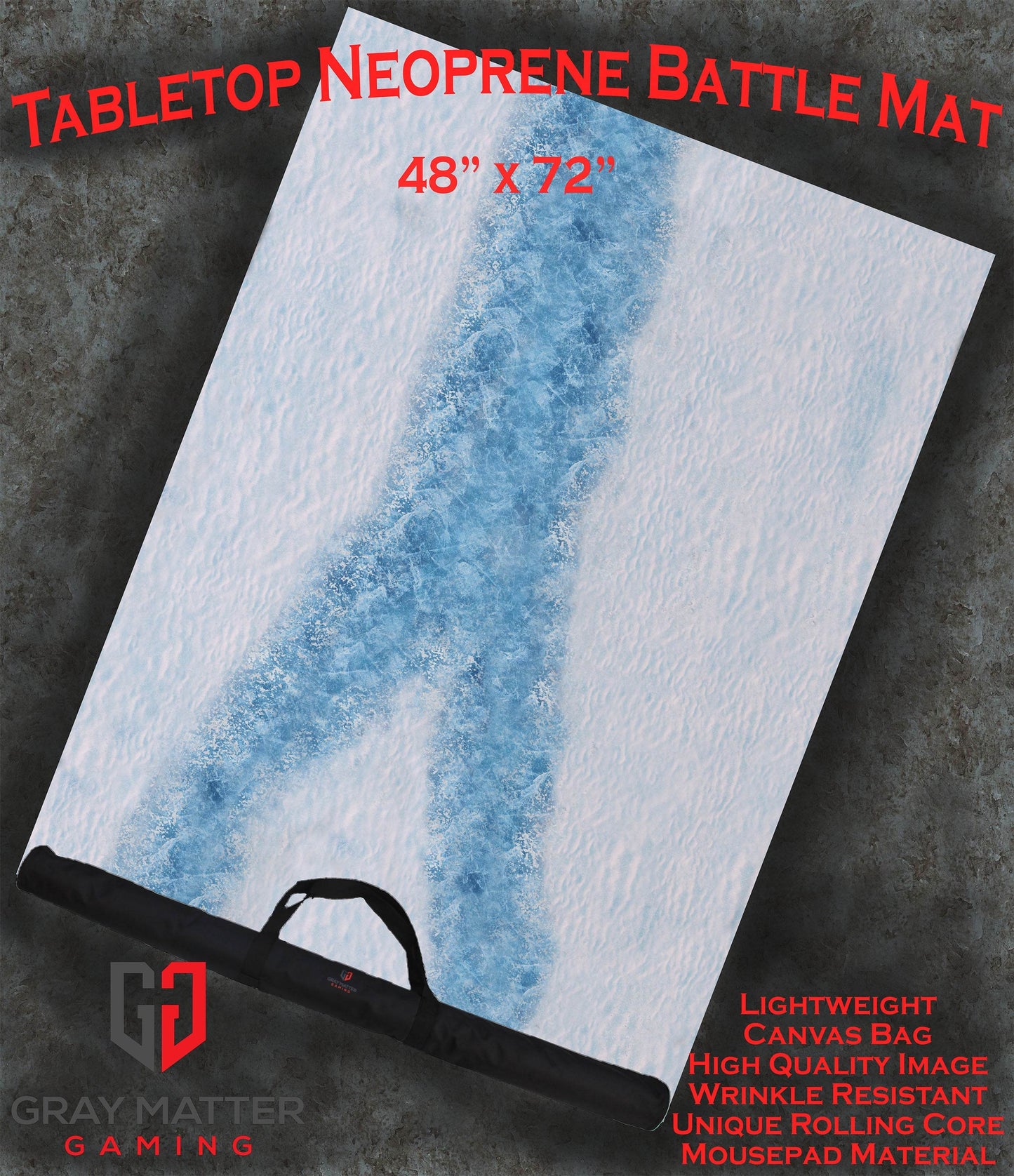 Frozen River - Neoprene Battle Mat - Warhammer, AoS, 40K, Kill Team, MCP, Shatterpoint, Legion, More - 48x72