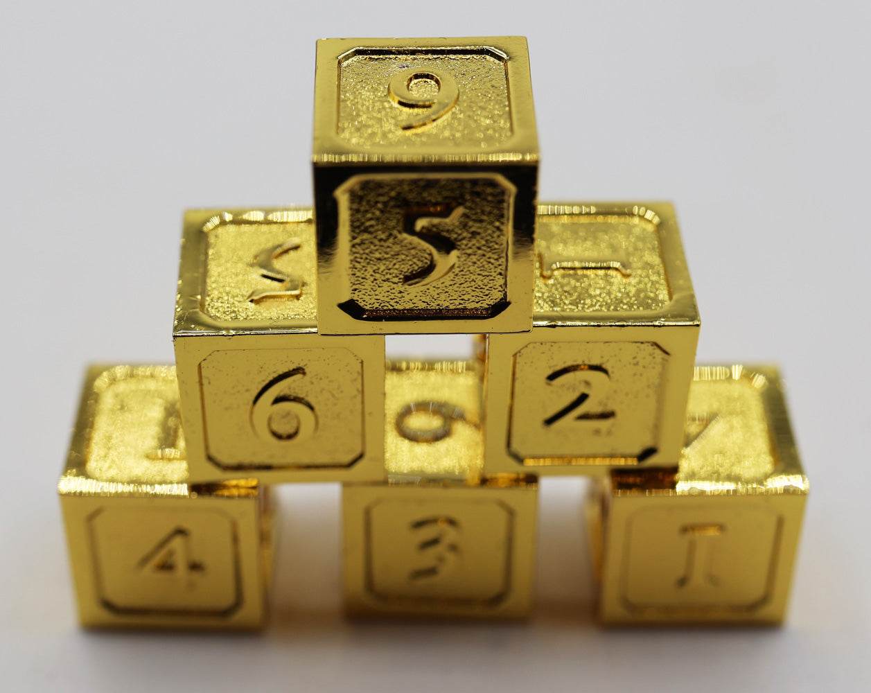 6 piece Metal D6's - Gold -
