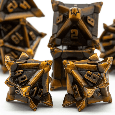 Warrior's Flail: Golden - Metal RPG Dice Set -