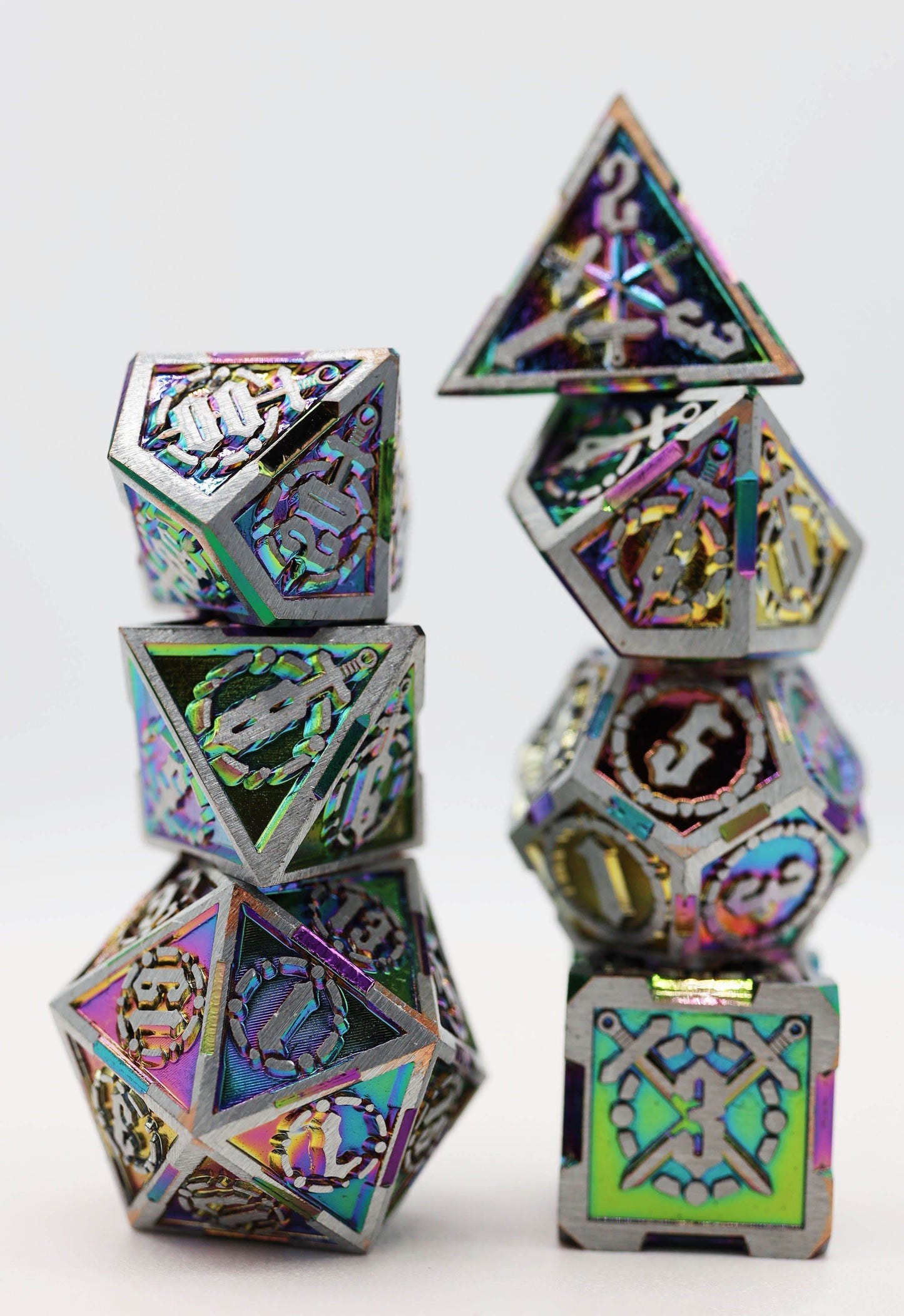 Crossed Swords: Holographic Sword - Metal RPG Dice Set -