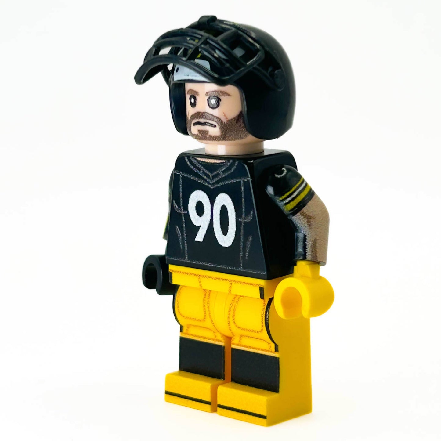 #90 LB Pittsburgh Football Player Minifig made using LEGO parts - B3 Customs -