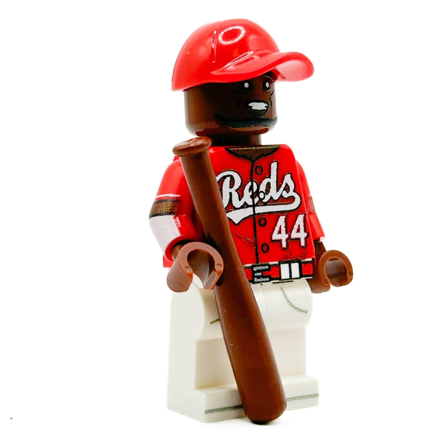 #44 Cincinnati Baseball Player Minifig made using LEGO parts - B3 Customs -