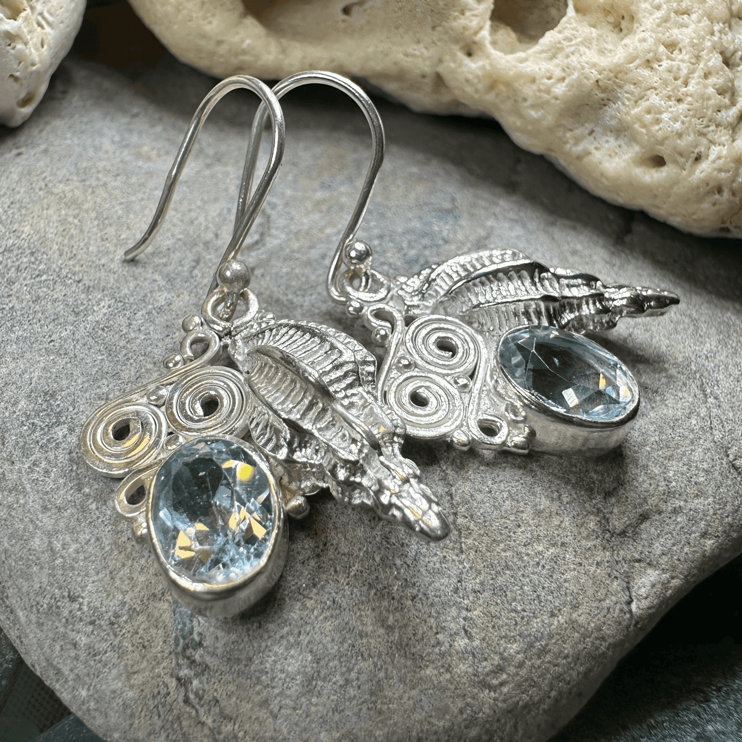 Blue Ocean Shell Earrings -