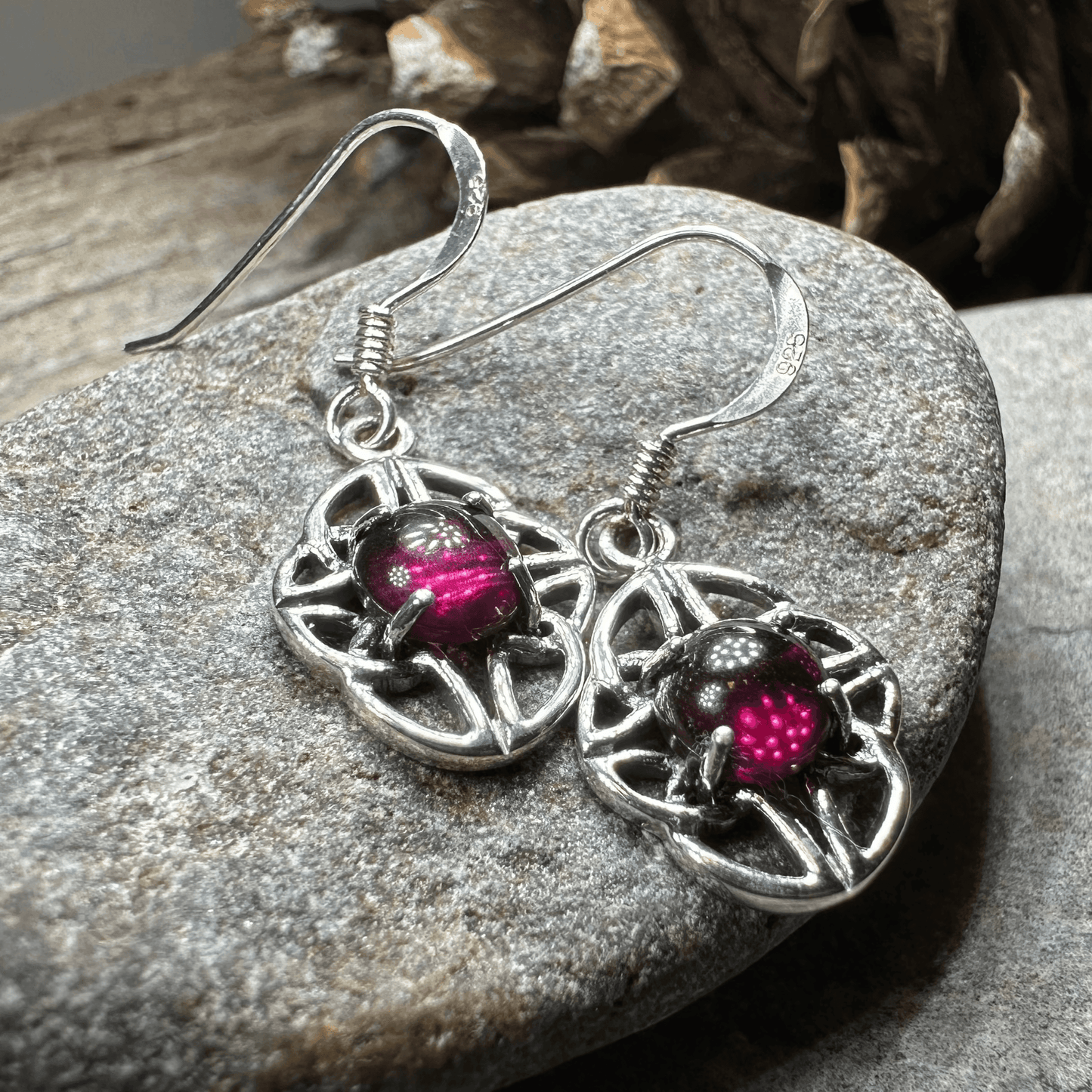 Charis Celtic Knot Earrings - Garnet