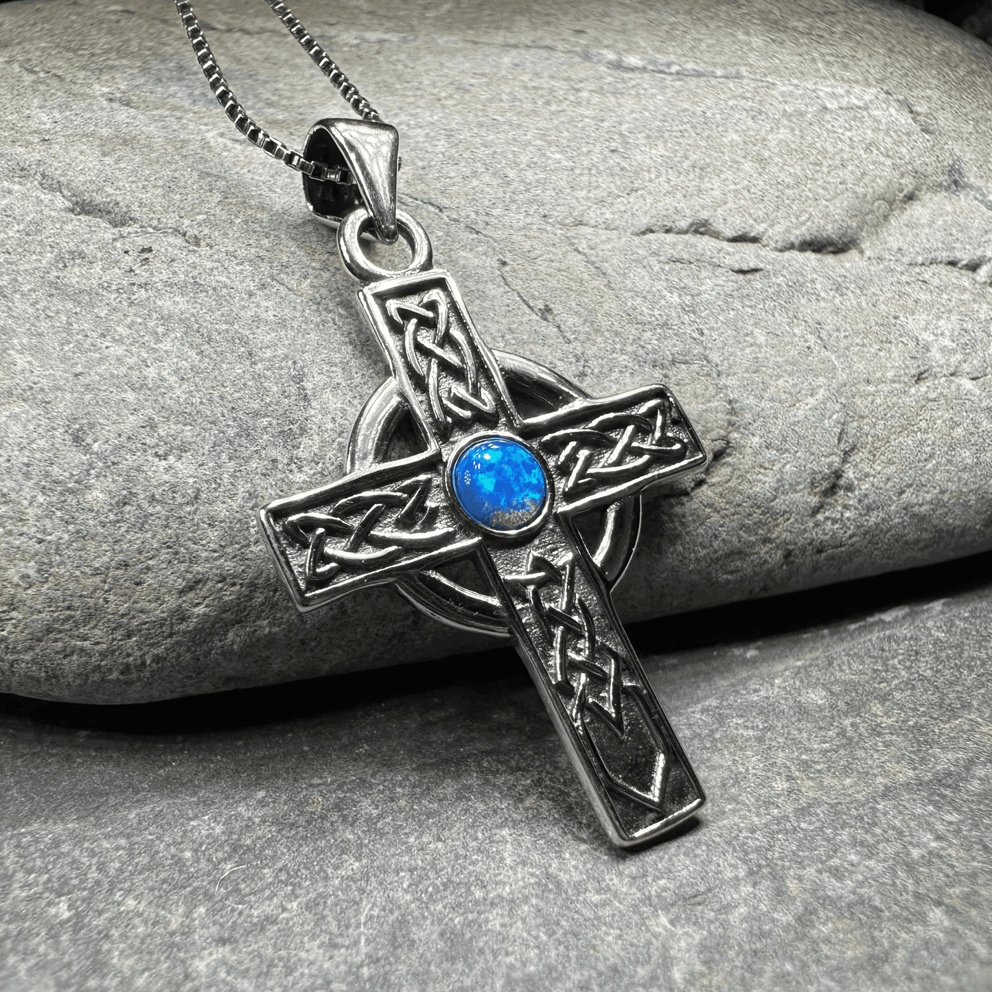 Rhys Opal Celtic Cross Necklace - 18