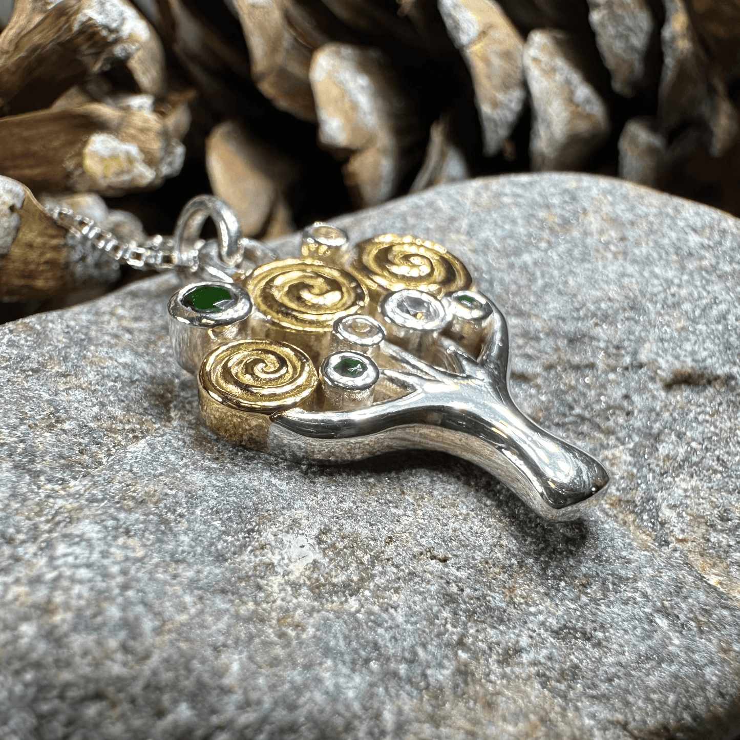 Shades of Green Tree of Life Necklace - 18