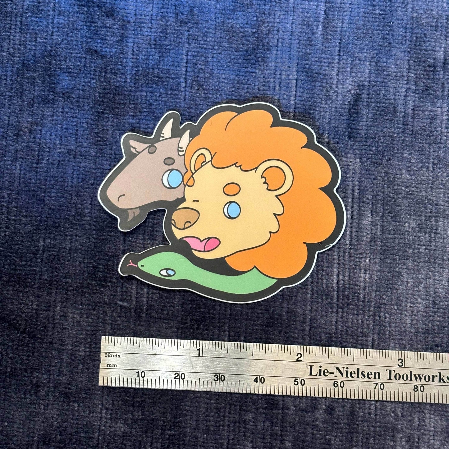 Cute Chimera Head Vinyl Sticker – Mythical Mashup in Kawaii Color -