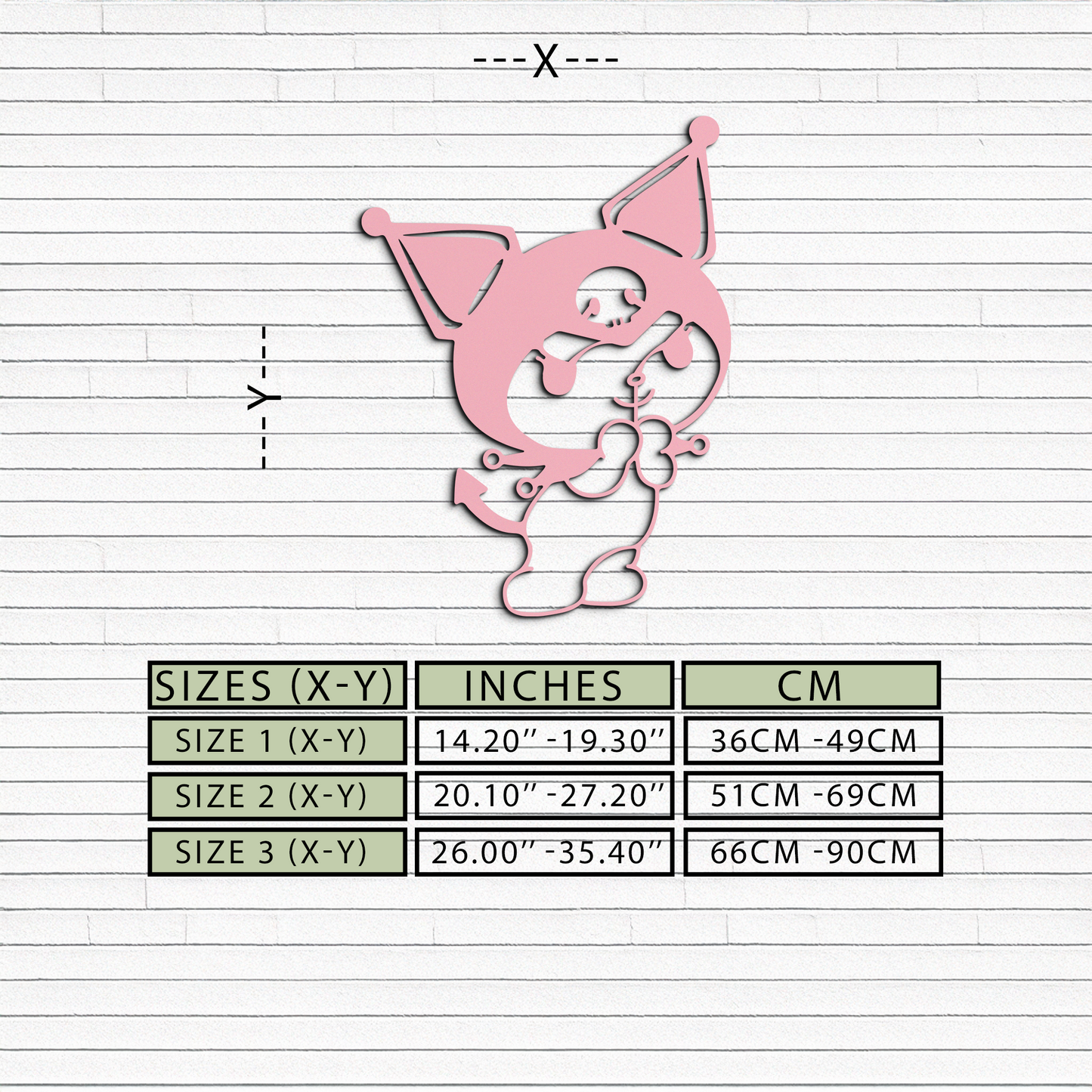 Kuromi Silhouette Metal Wall Art β Cute Gothic Character Design - KAFGP049