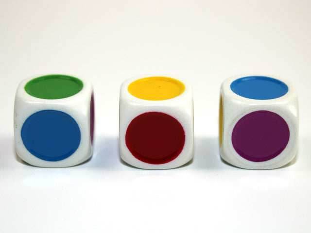 Single Spot 20mm d6 (Blue, Black, Red, Yellow, Purple, Green) Color Selector (per die) -