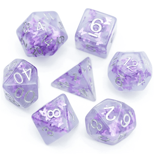 Lavender Butterfly RPG Dice Set -