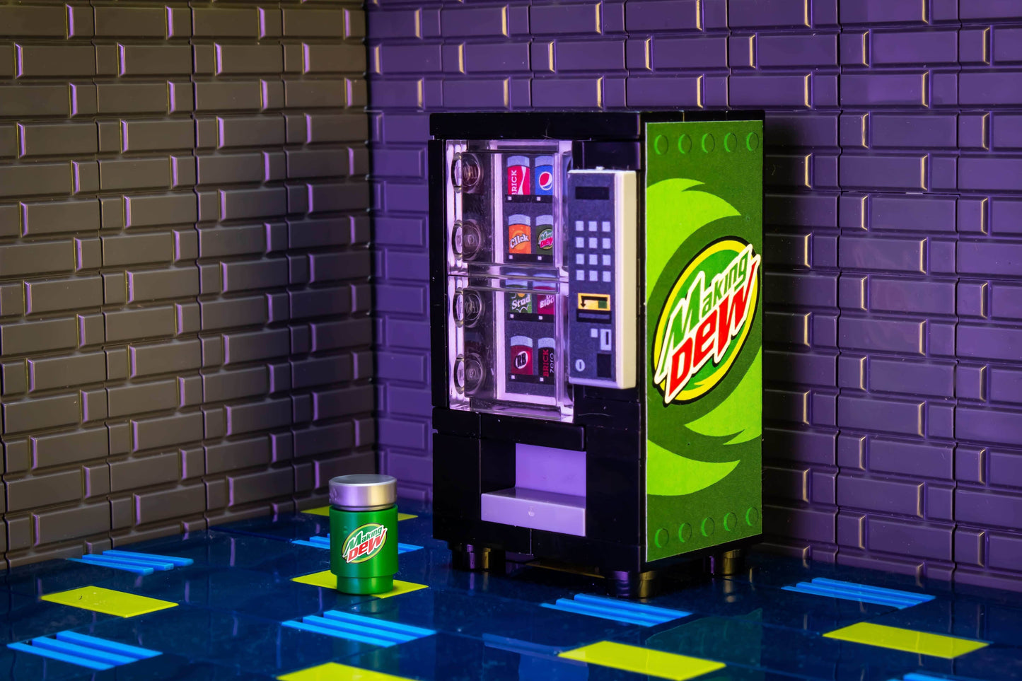 Making Dew - B3 Customs Soda Vending Machine made using LEGO parts -