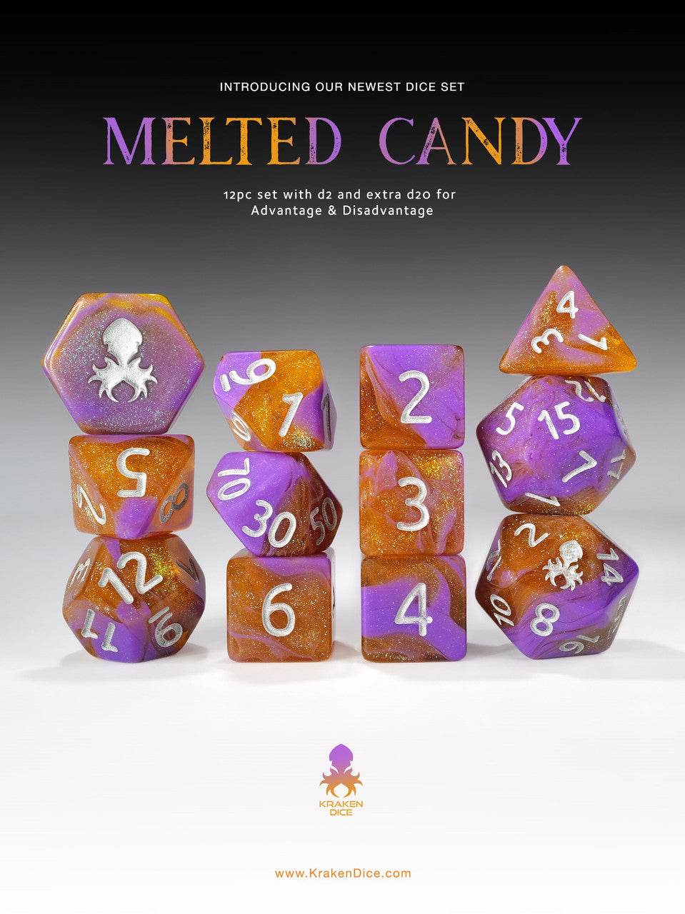 Kraken Dice Melted Candy 12 pc Dice Set -