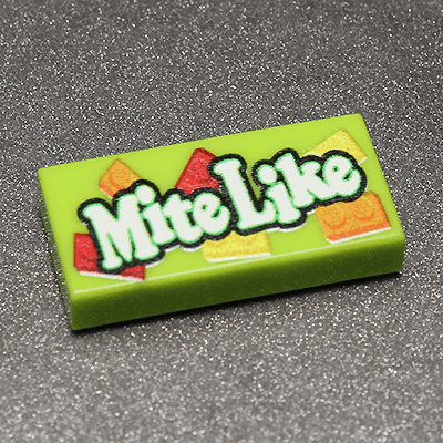Mite Like Custom Printed 1x2 Tile made using LEGO parts - B3 Customs -