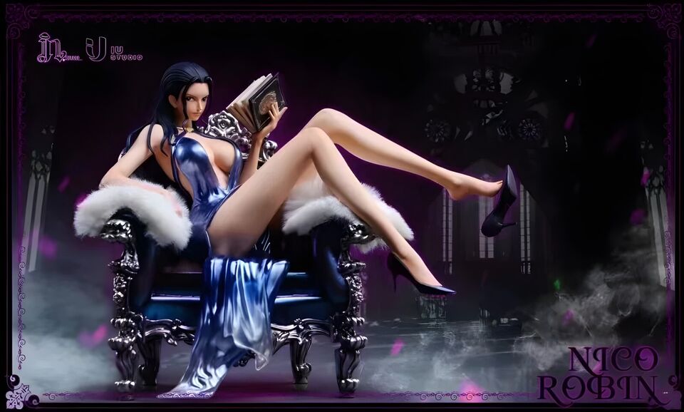 Nico Robin One Piece Anime Figurine, Nico Robin Sitting On Sofa Sexy Dress Miss All Sunday Strawhats Pirates One Piece Figures