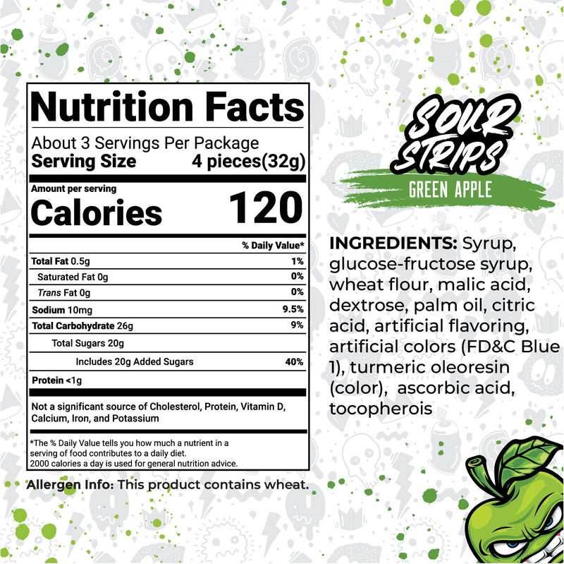 Sour Strips Green Apple (104g) -