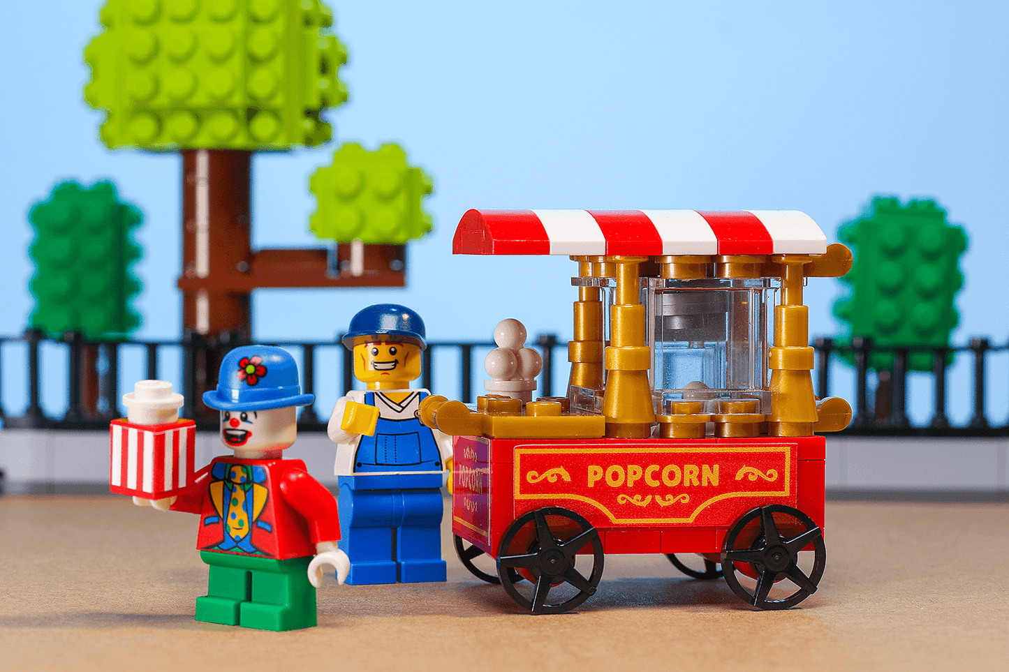 Popcorn Vending Cart Building Set made using LEGO parts -