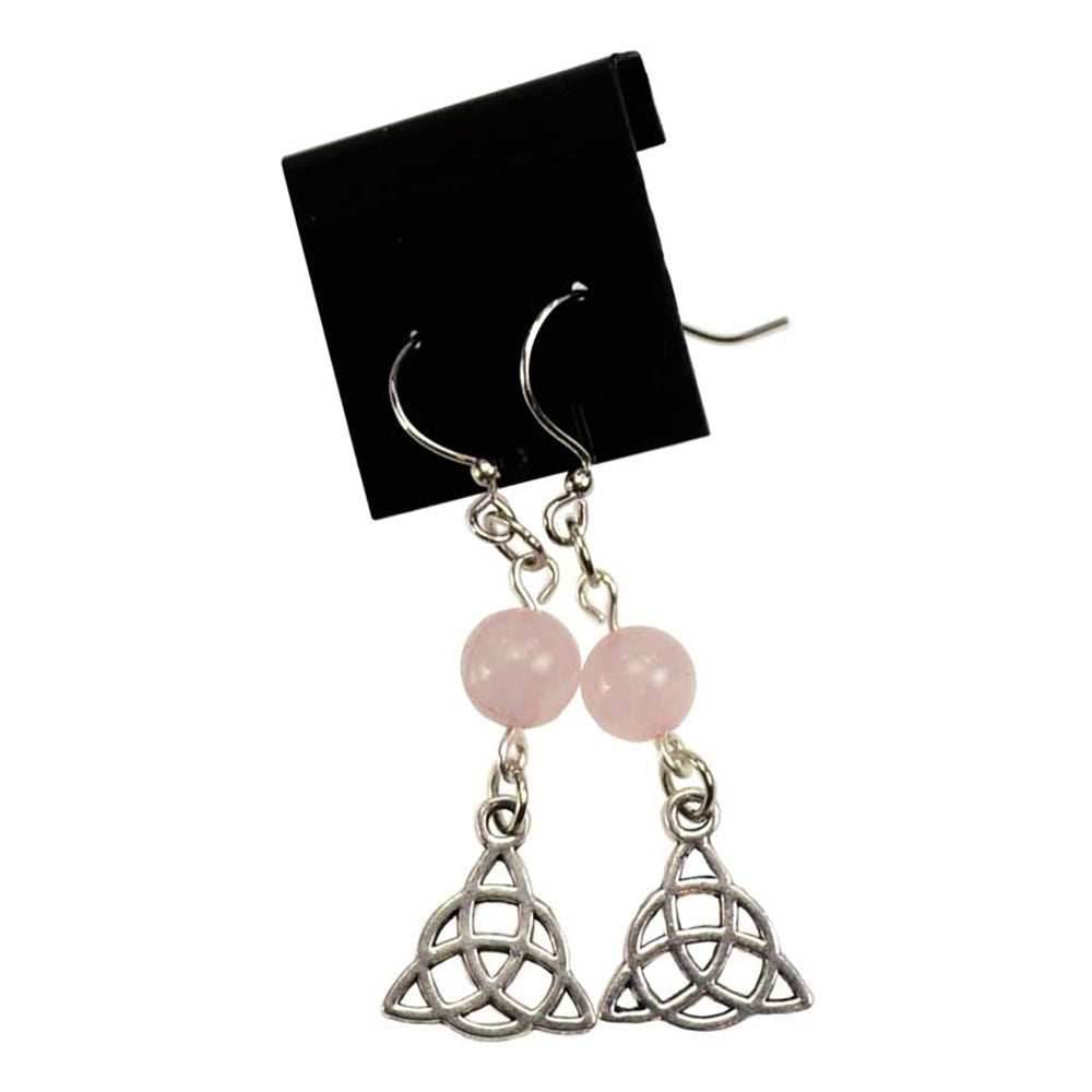 Rose Quartz Triquetra Earrings -