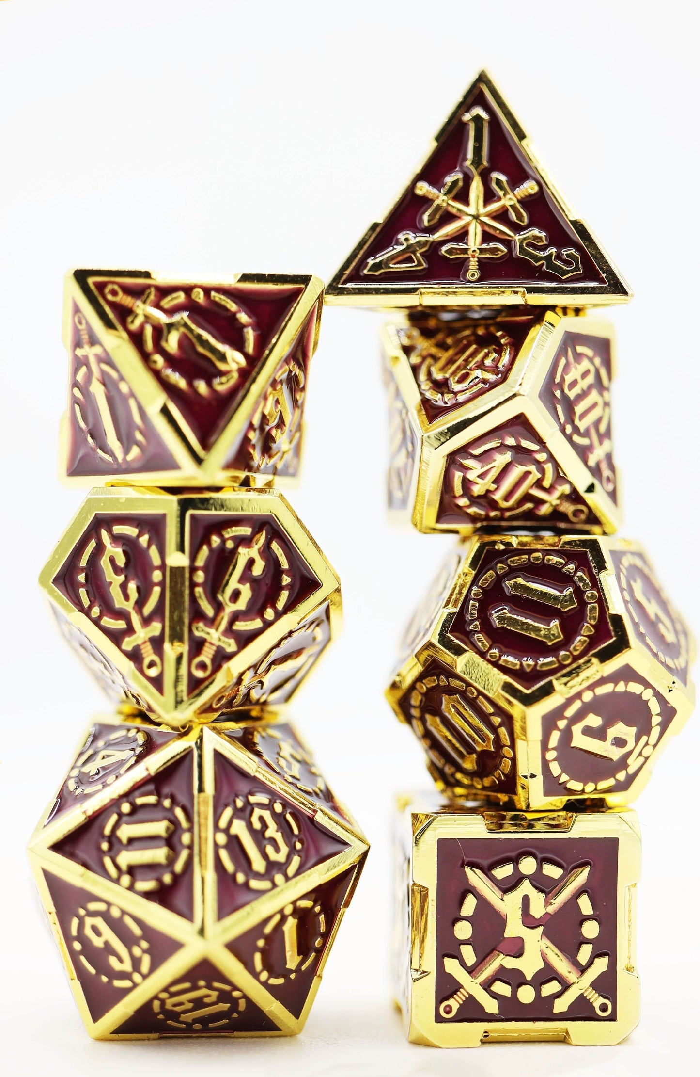 Crossed Swords: Royal Amethyst Sword - Metal RPG Dice Set -