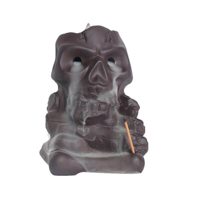 Halloween Skull Backflow Incense Burner Stick Holder -