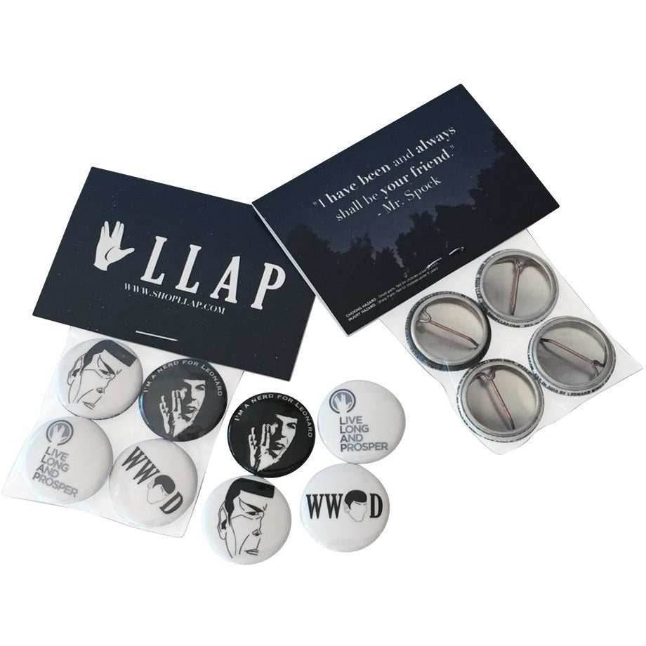 Spock/Leonard Nimoy Pack of 4 Pin-Back Buttons -