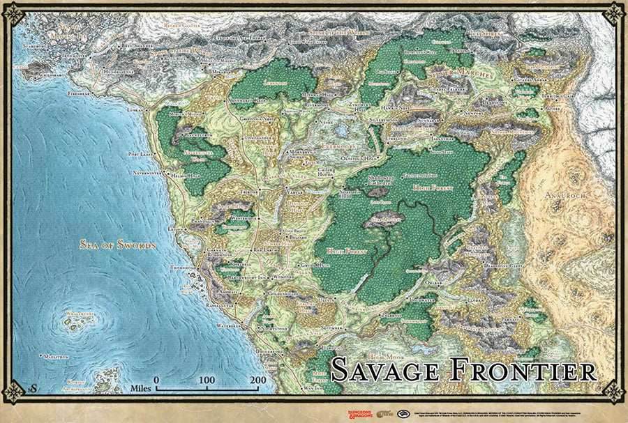 D&D: Forgotten Realms - Savage Frontier Map -
