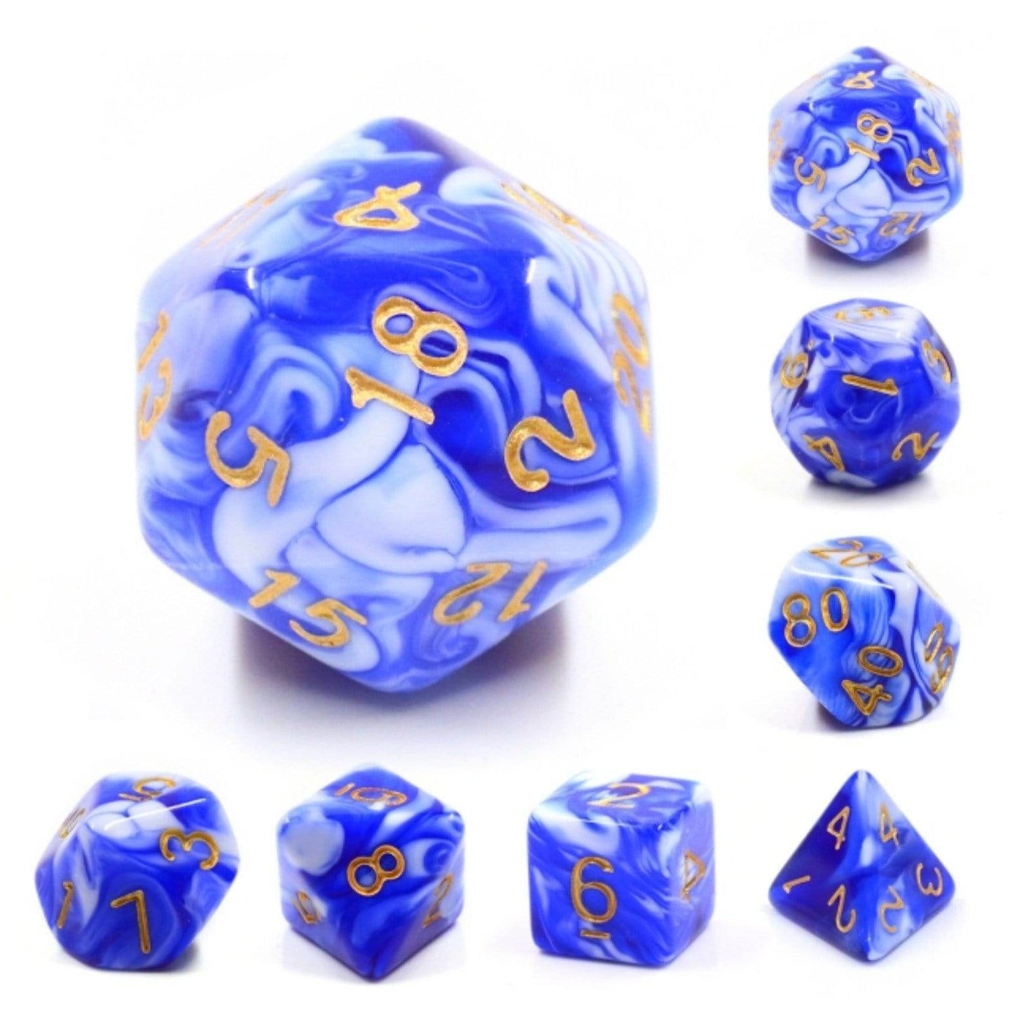Blue Porcelain RPG Dice Set -