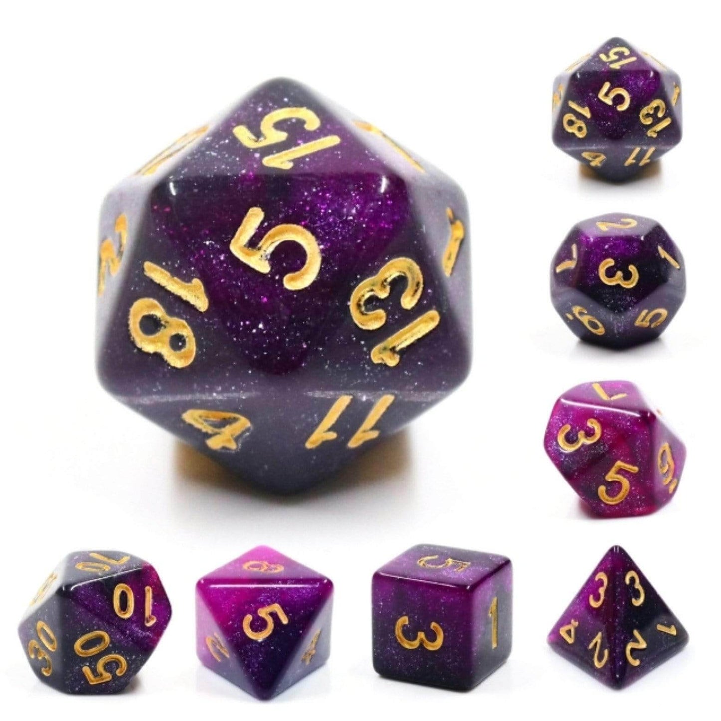 Black & Purple Galaxy RPG Dice Set -