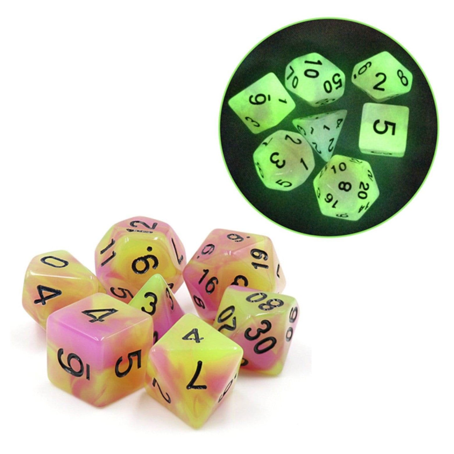 Glow in the Dark Tulip RPG Dice Set -