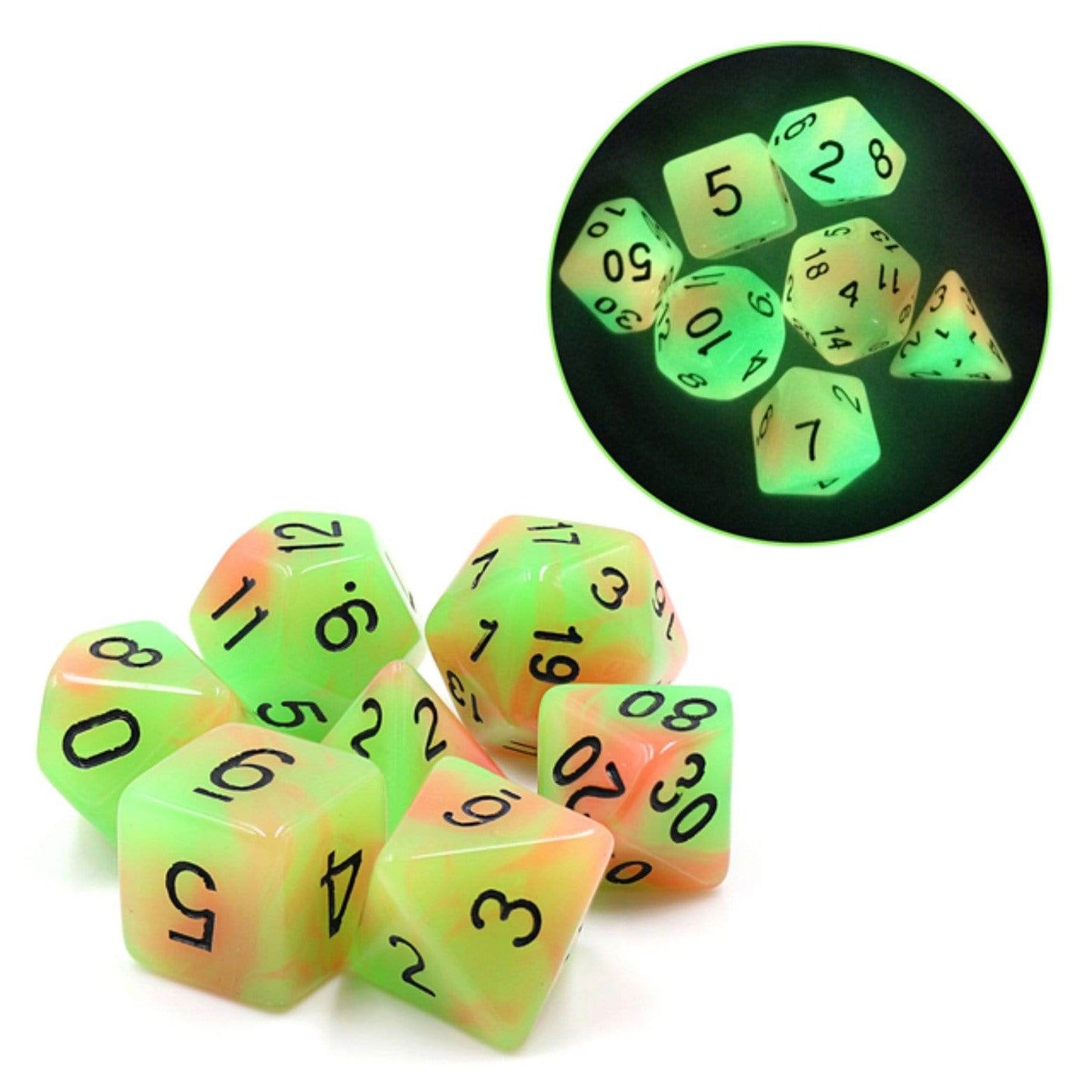 Glow in the Dark Mango RPG Dice Set -