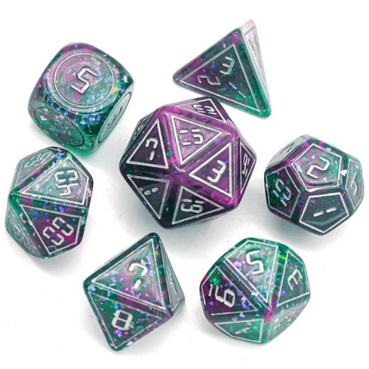 Cybernated Pink & Green RPG Dice Set - XLarge -