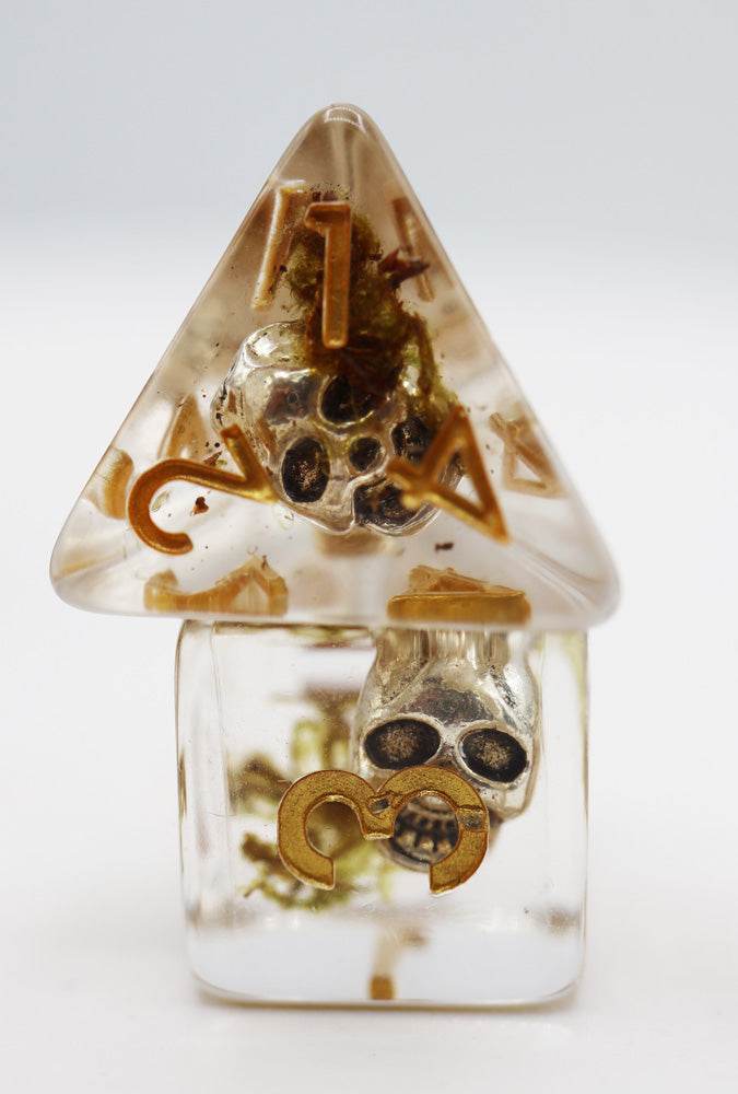 Silver Pirate Skull RPG Dice Set -