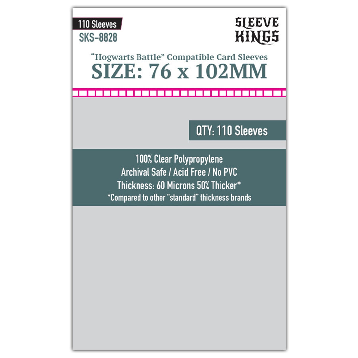 "Hogwarts Battle" Compatible Large Sleeves (76x102mm) 110 Pack, 60 Micron, SKS-8828
