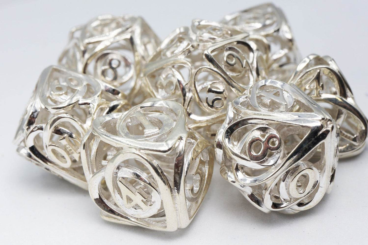 Hollow Hearts: Sterling Silver - Premium RPG Metal Dice Set -