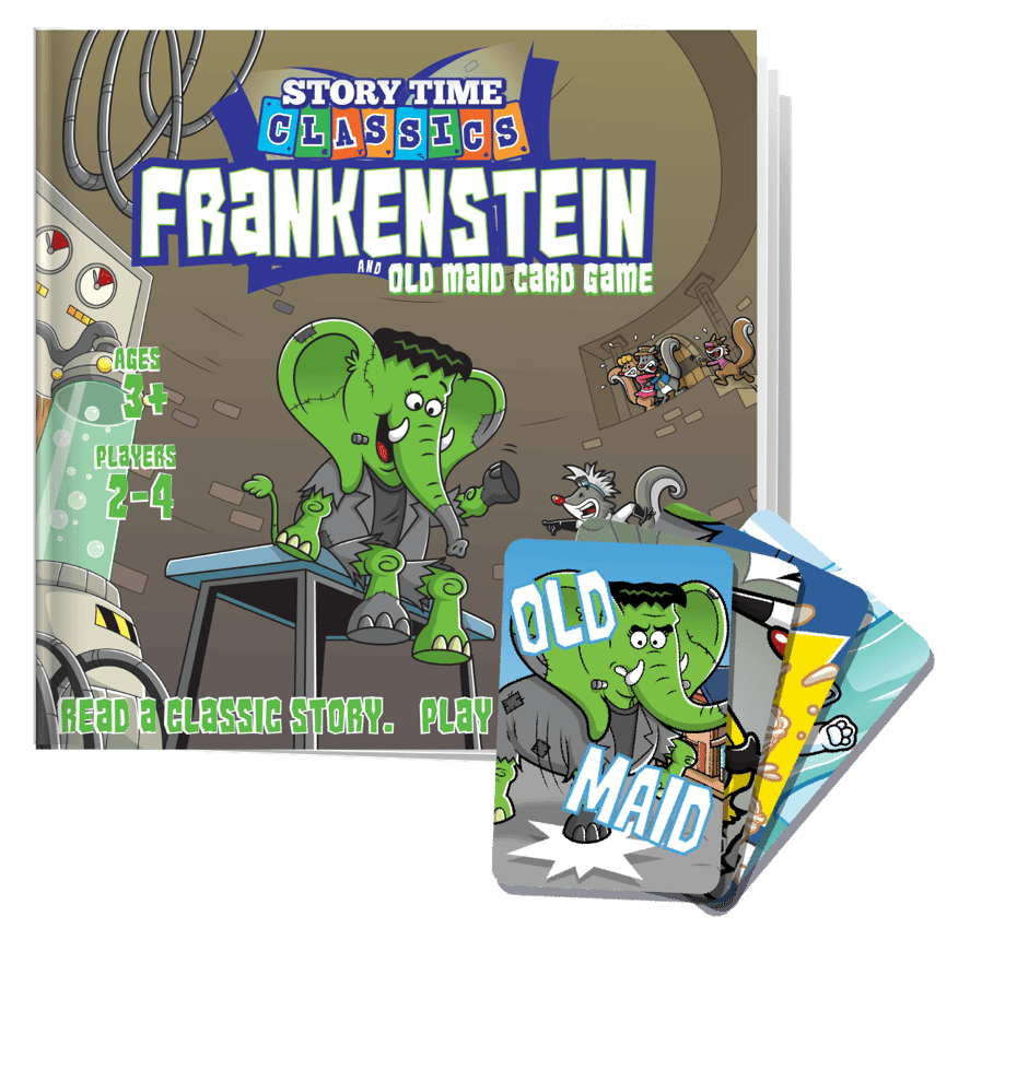 Story Time Classics: Frankenstein and Old Maid Card Game 2-in-1 Playset -