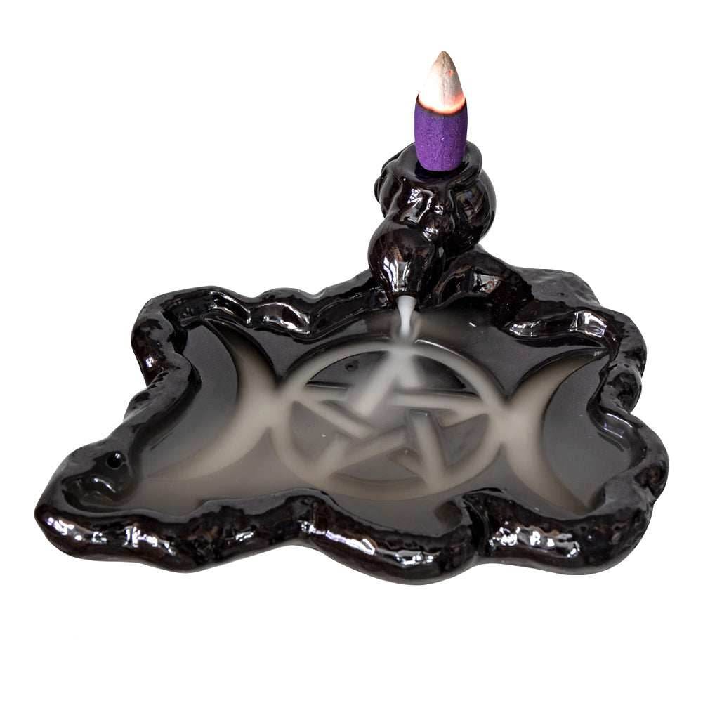 Triple Moon Ceramic Backflow Incense Burner -