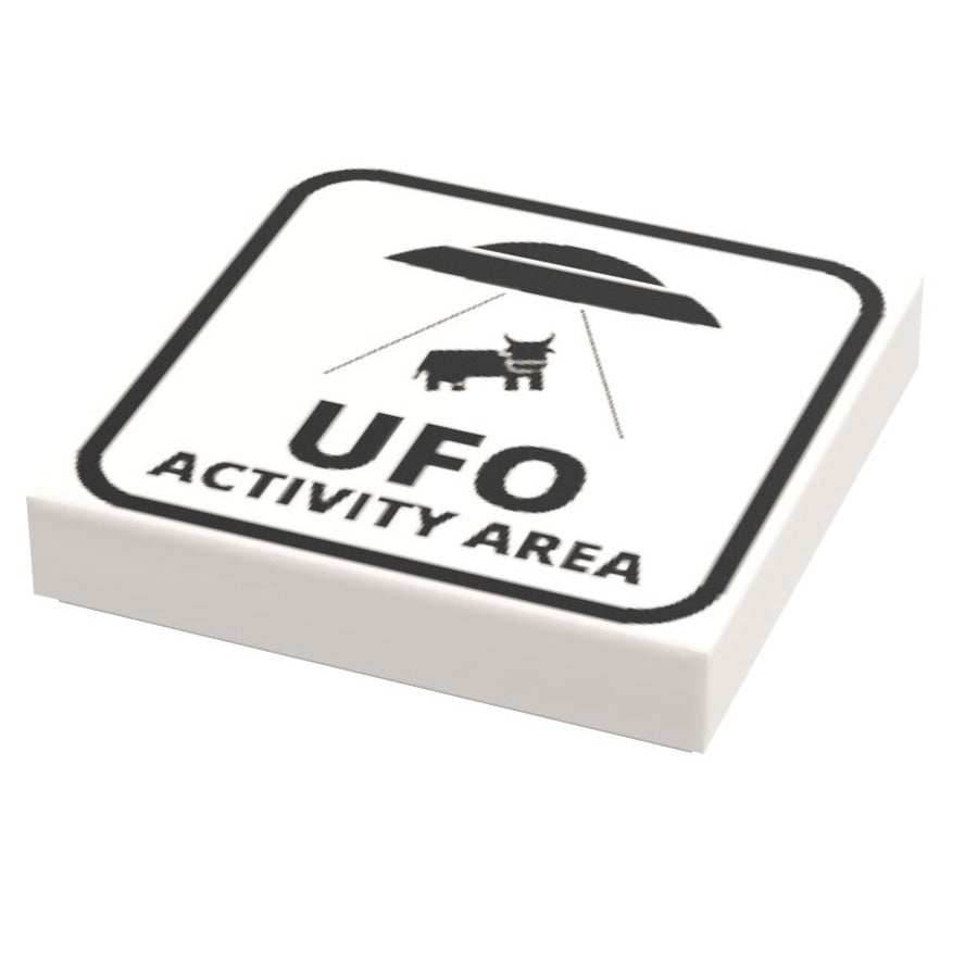 UFO Activity Area Sign (2x2 Tile, Minifig Scale) made using LEGO part -