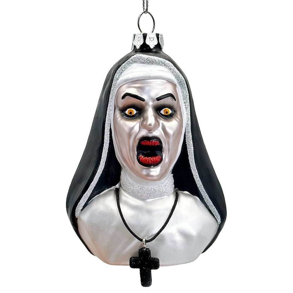 Spooky Decor Creepy Nun Themed Glass Ornament, Halloween Gothic Horror Tree Decoration -