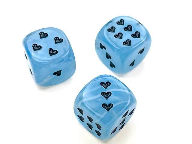 Heart 16mm Cirrus® w/pips Light Blue/black d6 -