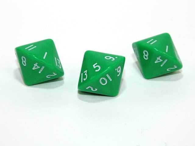 Opaque d16 Green/white Sixteen Sided Dice DnD Rpg Dice (sold per die) XQ1605 -