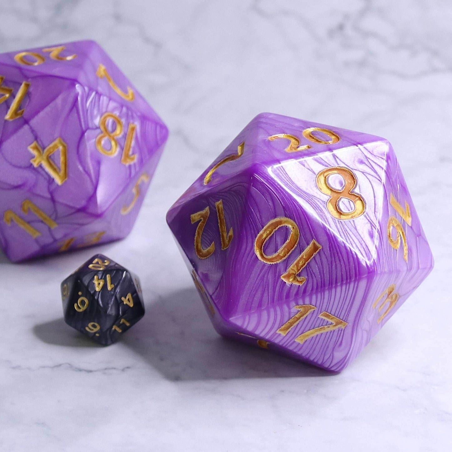 55mm Titan d20 (Purple Pearl) Huge d20 for DND RPG -