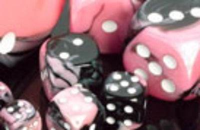 Gemini 2 Polyhedral Black-Pink w/White 7 Die Set -