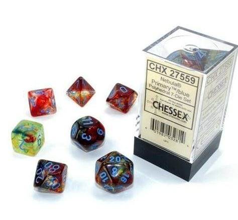 Nebula Polyhedral Luminary Primary/Blue 7-Die Set -